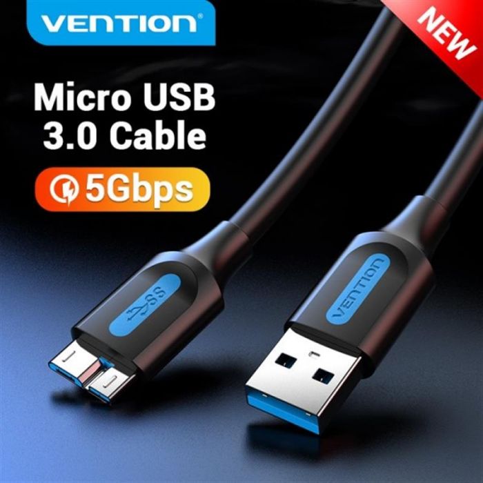 Кабель Vention USB - micro USB Type-B (M/M), PVC, Round nickel-plated, 0.5 м, Black (COPBD)