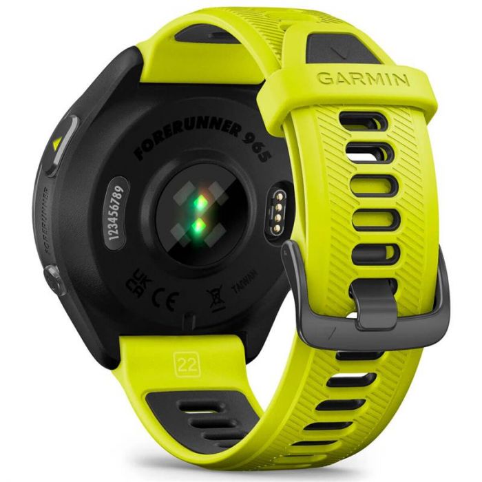 Смарт-годинник Garmin Forerunner 965 Carbon Gray DLC Titanium Bezel with Black Case and Amp Yellow/Black Silicone Band (010-02809-82)