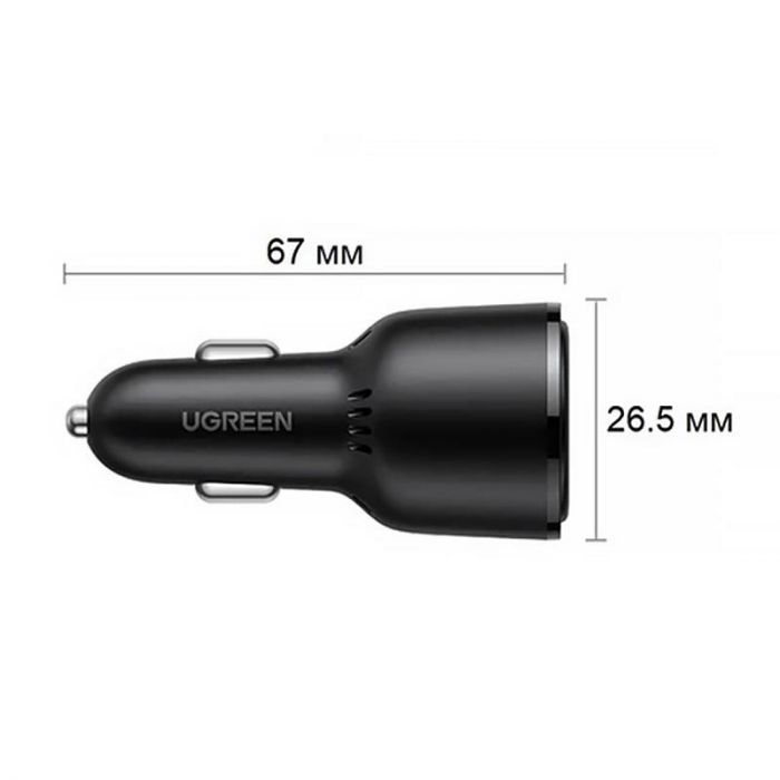 Автомобільний зарядний пристрій Ugreen CD239 (3xUSB 69W (USB-C+USB-A) QC 3.0 Black (20467)