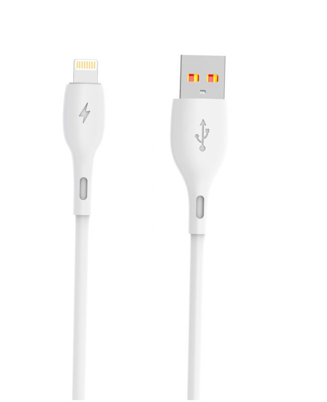 Кабель SkyDolphin S22L Soft Silicone USB - Lightning 1м, White (USB-000599)