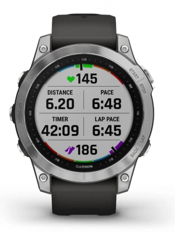 Смарт-годинник Garmin Fenix 7 Silver with Graphite Band (010-02540-00)