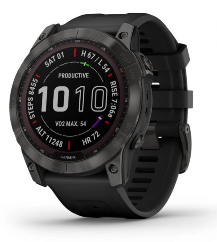 Смарт-годинник Garmin Fenix 7X Sapphire Solar Carbon Gray DLC Titanium with Black Band (010-02541-34)