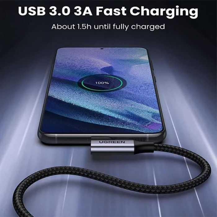 Кабель Ugreen US385 USB - USB-C, 1м, Black (20299)