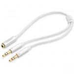 Кабель Ugreen AV140 AUX 3.5 мм TRRS  - TRSx2, 0.2 м, White (10790)