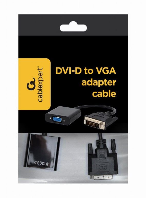 Адаптер Cablexpert DVI - VGA (M/F), 0.2 м, Black (A-DVID-VGAF-01)