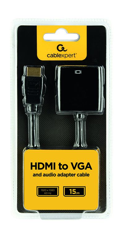 Адаптер Cablexpert HDMI - VGA, (M/F), 0.15 м, Black (A-HDMI-VGA-03)