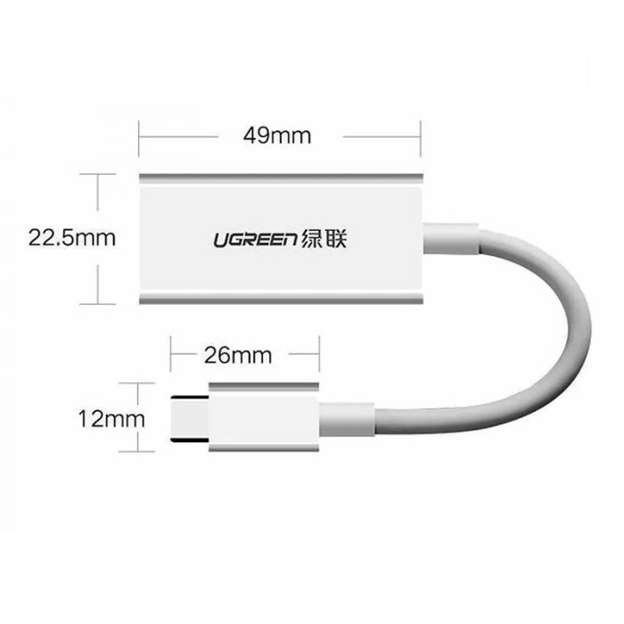 Адаптер Ugreen MM130 USB Type-C - DisplayPort, Gray (40372)