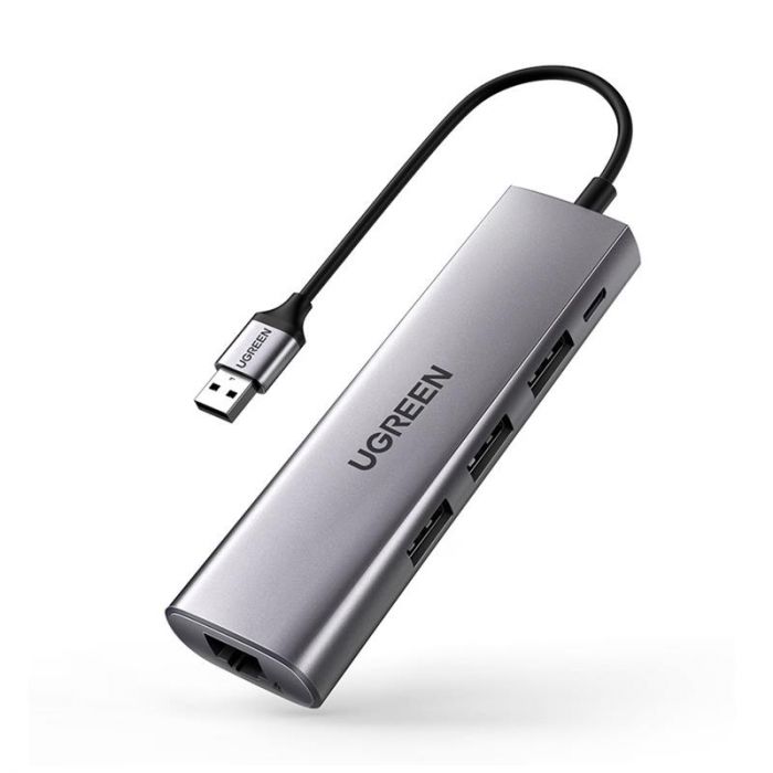 Концентратор USB Type-C Ugreen CM266 3xUSB 3.0 + HDMI + RJ45 1000M Ethernet, Gray (60812)