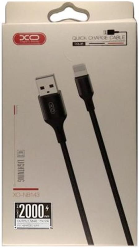 Кабель XO NB143 USB-Lightning 2.1A 2м Black (XO-NB143i2-BK)