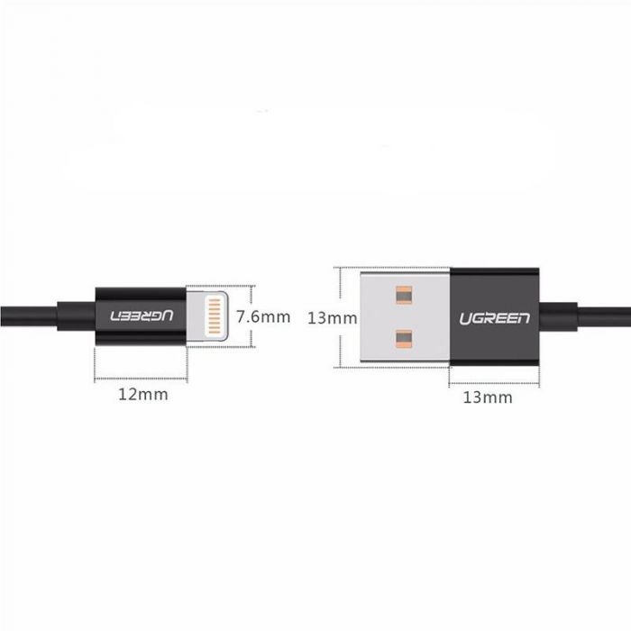 Кабель Ugreen US155 USB - Lightning, 2м, Black (80823)