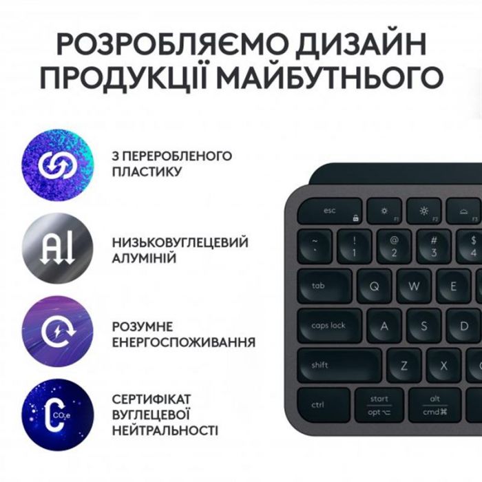 Клавiатура бездротова Logitech MX Keys S Plus Palm Rest Graphite (920-011589)