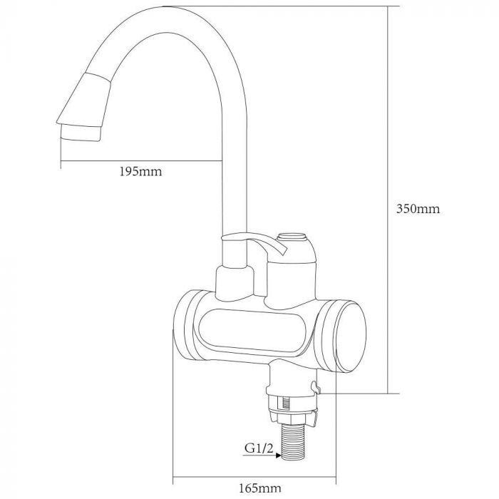 Кран-водонагрівач проточний JZ 3.0кВт 0.4-5бар для кухні гусак вухо на гайці AQUATICA JZ-6B141W (9793103)
