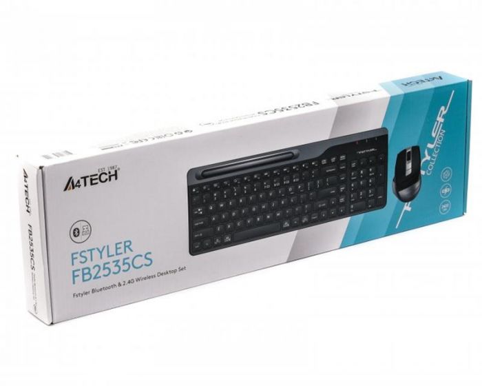 Комплект (клавіатура, мишка) бездротовий A4Tech FB2535CS Smoky Grey USB