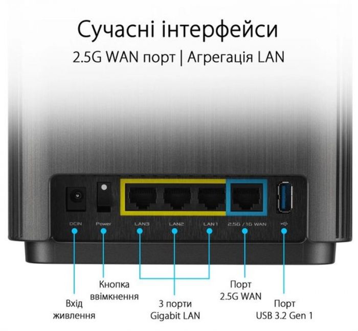 Wi-Fi Mesh система Asus ZenWiFi XT9 Black 2pk (90IG0740-MO3B30) 