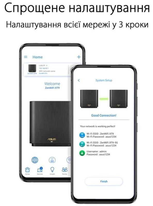 Wi-Fi Mesh-система Asus ZenWiFi XT9 2pk Black (90IG0740-MO3B30)