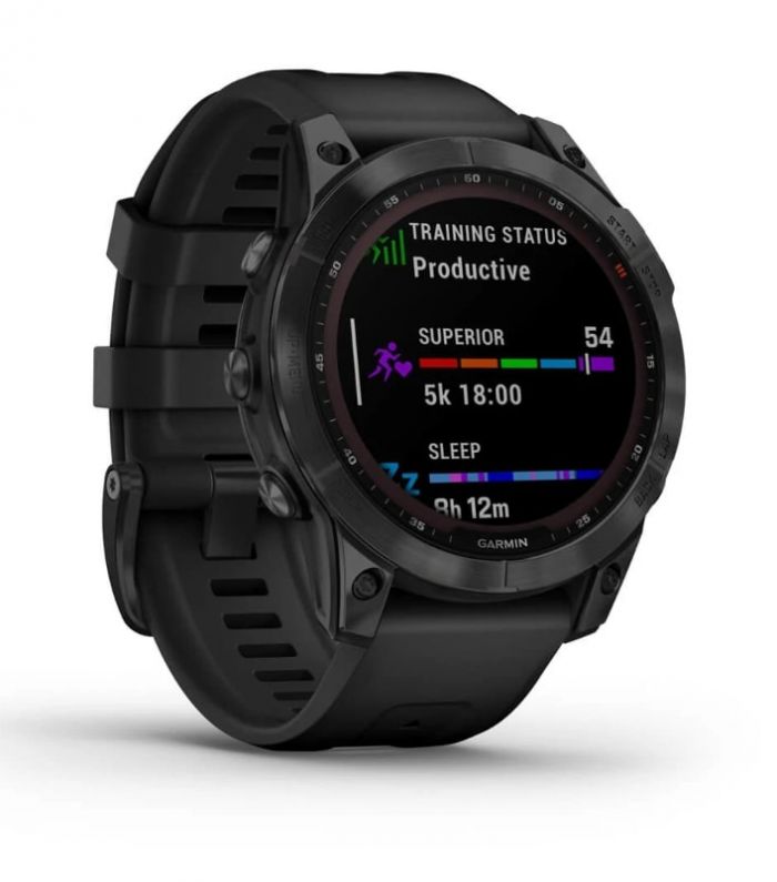 Смарт-годинник Garmin Fenix 7 Sapphire Solar Black DLC Titanium with Black Band (010-02540-47)