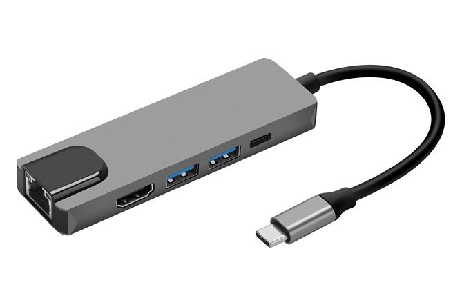 Мережевий адаптер USB-C ProLogix (PR-WUC-103B) 5 in 1 USB3.1 Type C to HDMI+2*USB3.0+USB C PD+Lan