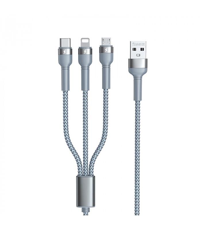 Кабель Remax Jany Series 3в1 USB to Type-C/Lightning/Micro-USB Silver (RC-124TH)