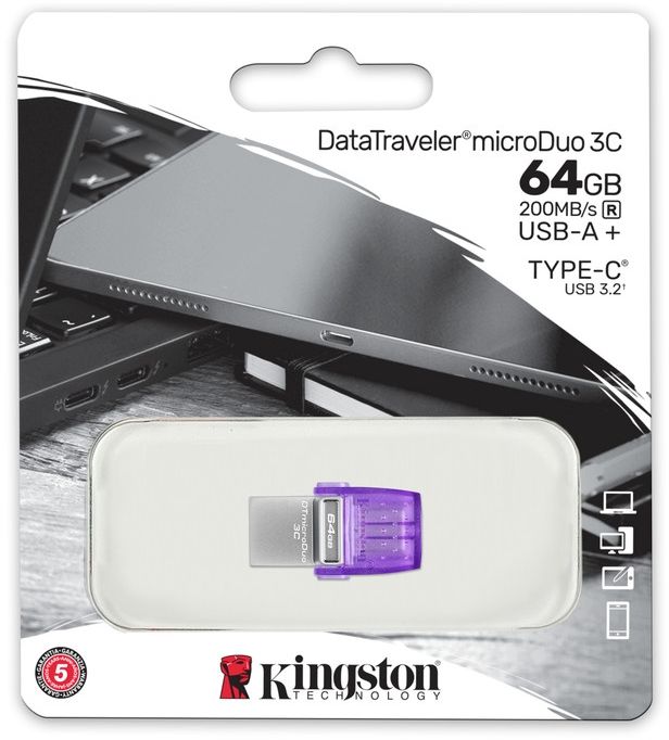 Флеш-накопичувач USB3.2 64GB Type-C Kingston DataTraveler microDuo 3C (DTDUO3CG3/64GB)
