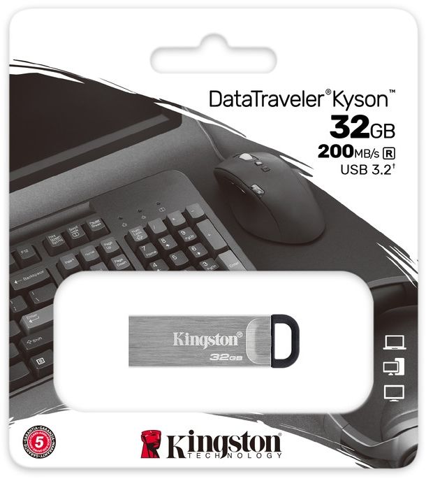 Флеш-накопичувач USB3.2 32GB Kingston DataTraveler Kyson Silver/Black (DTKN/32GB)