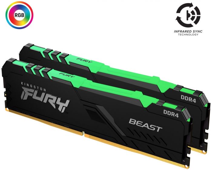 Модуль пам`яті DDR4 2x8GB/3600 Kingston Fury Beast RGB (KF436C17BBAK2/16)