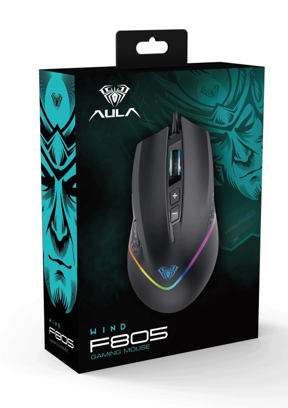 Мишка Aula F805 Wired gaming mouse with 7 keys Black (6948391212906)