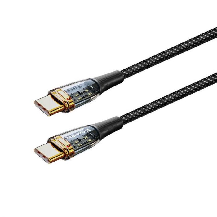 Кабель ColorWay USB Type-C - USB Type-C (M/M), transparent head, PD Fast Charging, 5 А, 100 W, 1.2 м, Black (CW-CBPDCC053-BK)