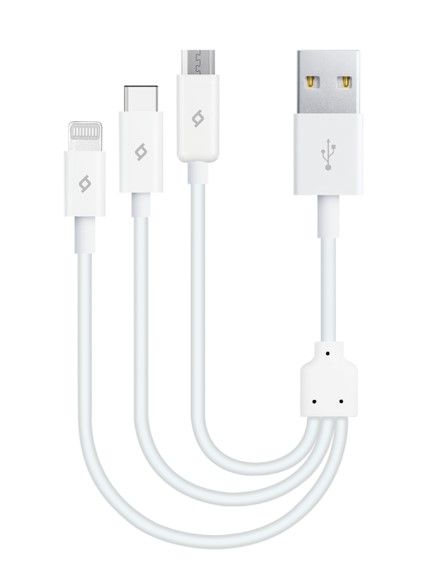 Кабель Ttec MiniCable Trio USB - Lightning + micro USB + USB Type-C (M/M), 0.3 м, White (2DK13)
