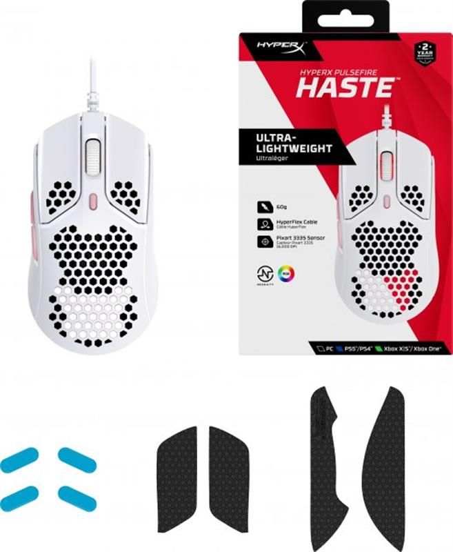 Миша HyperX Pulsefire Haste White/Pink (4P5E4AA)