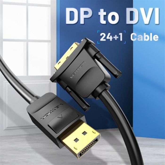 Кабель Vention DisplayPort - DVI (M/M), 1.5 м, Black (HAFBG)