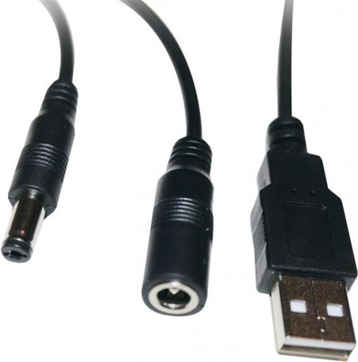 Адаптер XoKo USB - 2хDC (M/M), 9/12В, 0.7 м, Black (XK-DC-DC-12)