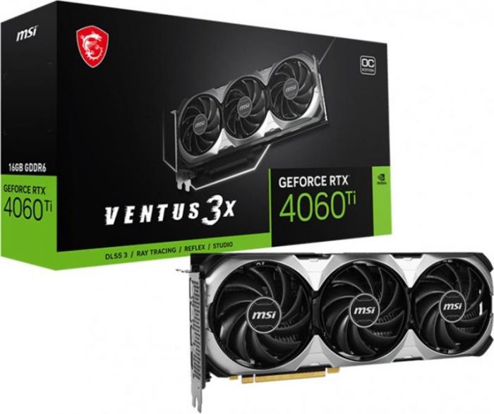 Відеокарта GF RTX 4060 Ti 16GB GDDR6 Ventus 3X OC MSI (GeForce RTX 4060 Ti VENTUS 3X 16G OC)