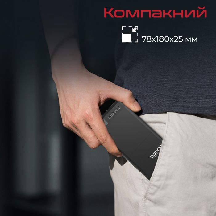 Універсальна мобільна батарея Promate Capital-30 Black 30000mAh