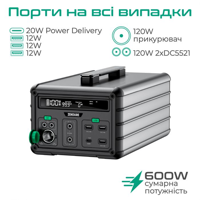 Зарядна станція Zendure 607Wh (ZDSB600M-gy-eu)