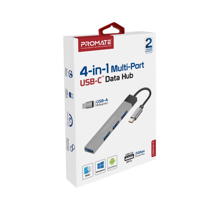 USB-хаб Promate LiteHub-4 USB Type-C Grey 