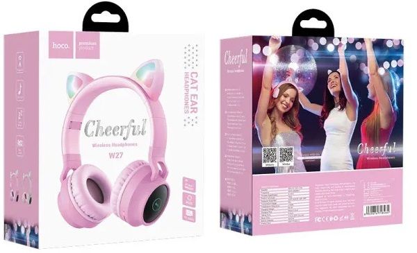 Bluetooth-гарнітура Hoco W27 Cat Ear Pink (W27P)