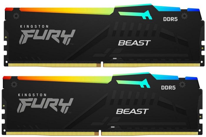 Модуль пам`яті DDR5 2x16GB/5200 Kingston Fury Beast RGB Black (KF552C40BBAK2-32)