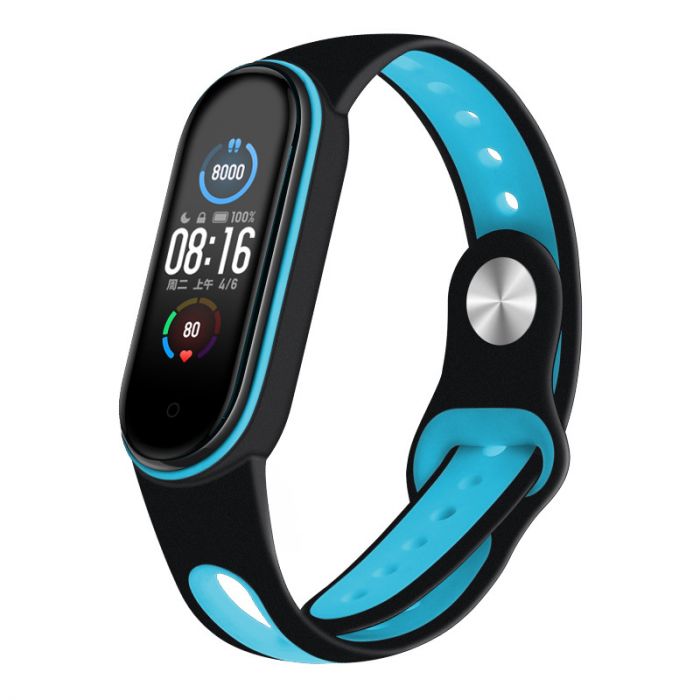 Ремінець BeCover Sport Style для Xiaomi Mi Smart Band 5/Mi Smart Band 6/Mi Smart Band 7 Black-Blue (705165)