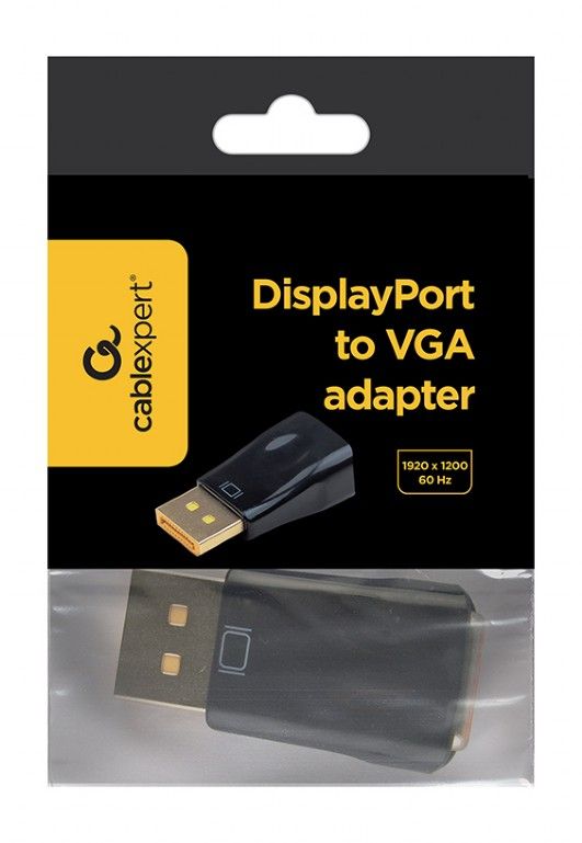 Адаптер Cablexpert DisplayPort-VGA, M/F, чорний (A-DPM-VGAF-01) пакет