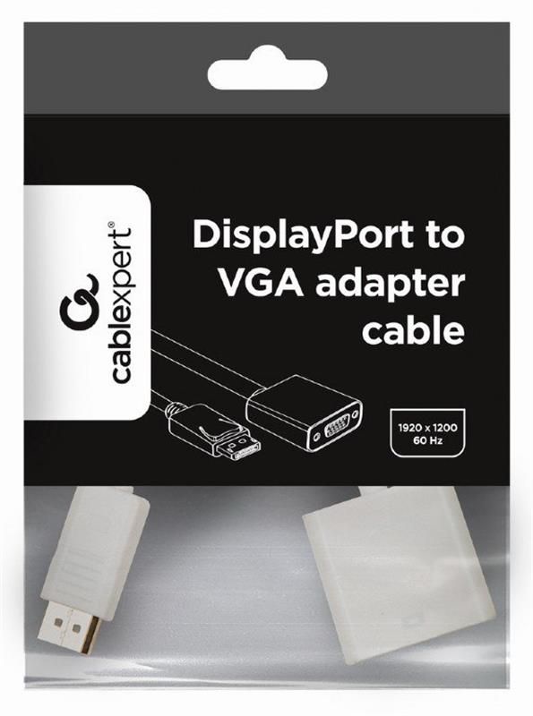 Адаптер Cablexpert DisplayPort - VGA, M/F, 0.15м, білий (A-DPM-VGAF-02-W) пакет