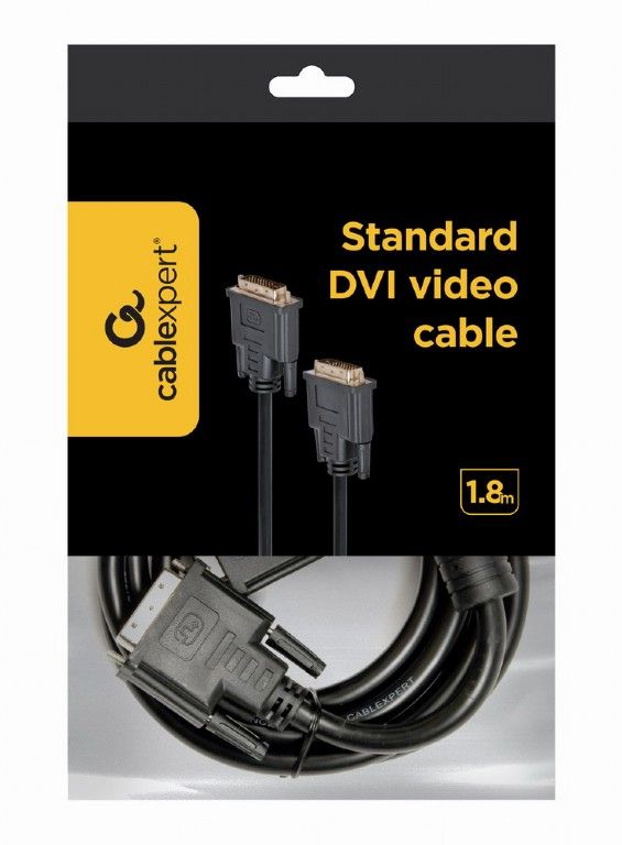 Кабель Cablexpert DVI - DVI (M\M), 1.8 м, чорний (CC-DVI-BK-6) пакет