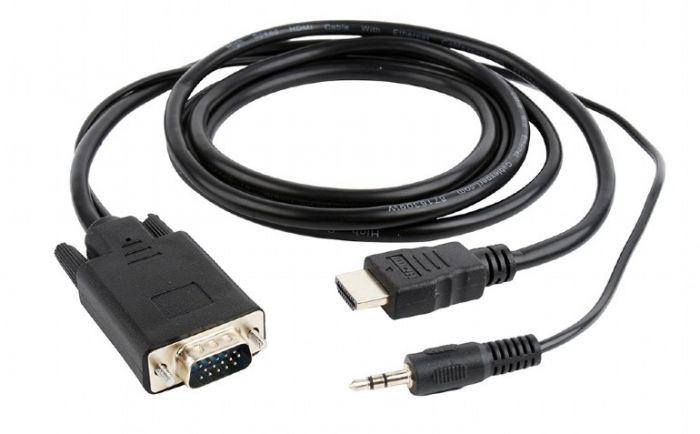 Кабель Cablexpert HDMI - VGA+3.5 мм, M/M, 1.8 м, чорний (A-HDMI-VGA-03-6) пакет