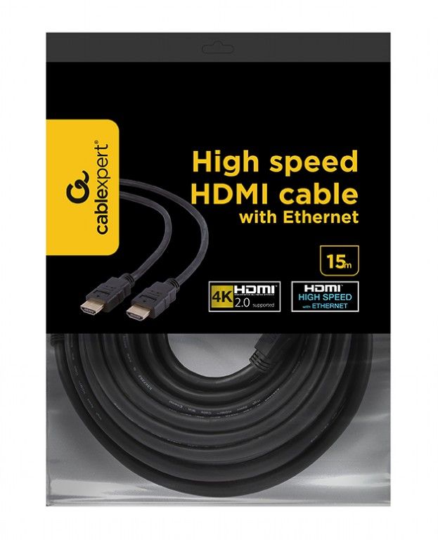 Кабель Cablexpert HDMI - HDMI v2.0, M/M, 15 м, чорний (CC-HDMI4-15M) пакет