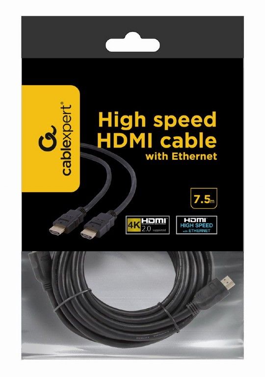 Кабель Cablexpert HDMI - HDMI v1.4, M/M, 7.5 м, чорний (CC-HDMI4-7.5M) пакет