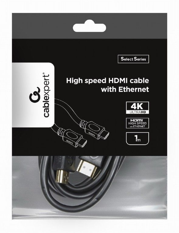 Кабель Cablexpert HDMI - HDMI V 1.4 (M/M), 1 м, чорний (CC-HDMI4L-1M) пакет 