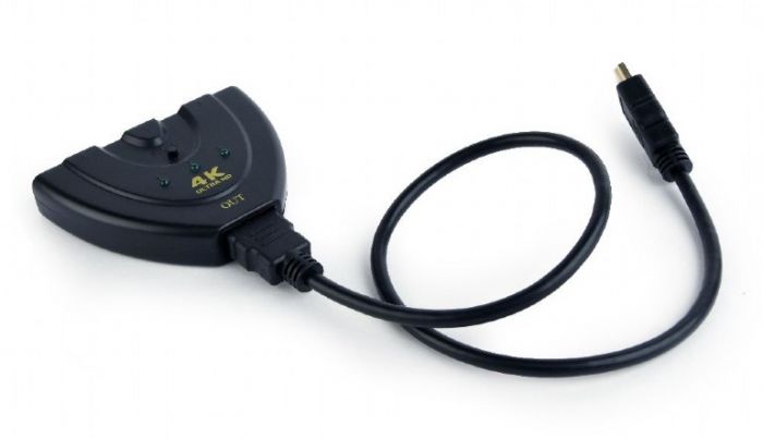Перемикач HDMI-інтерфейсу Cablexpert HDMI - 3хHDMI V 1.4 (M/F), 0.5 м, чорний (DSW-HDMI-35) блістер