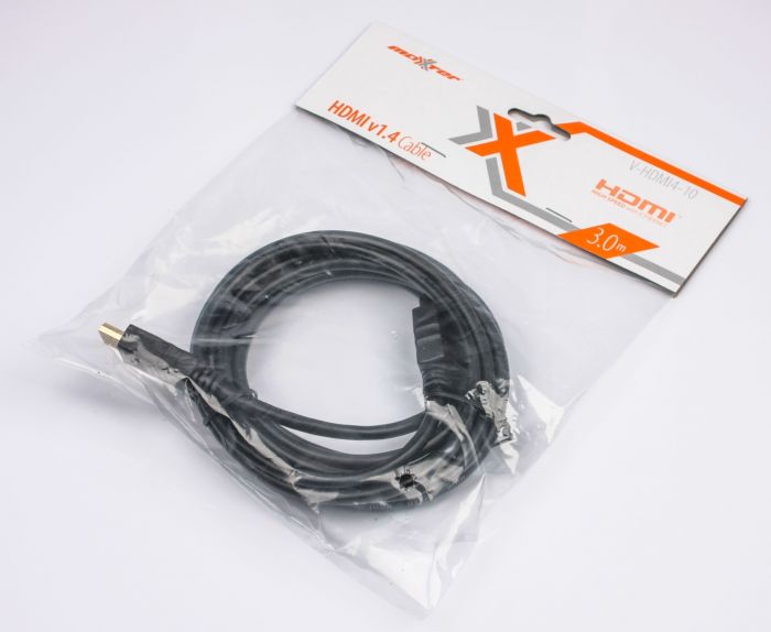 Кабель Maxxter HDMI - HDMI M/M v.1.4, 3 м, чорний (V-HDMI4-10) пакет