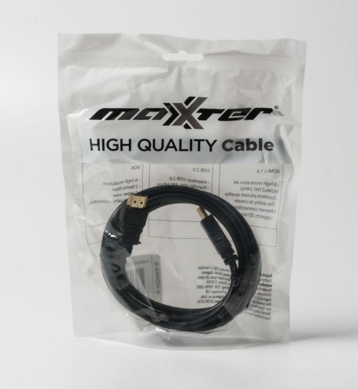 Кабель Maxxter HDMI - HDMI M/M v.1.4, 1.8 м, чорний (V-HDMI4-6) пакет