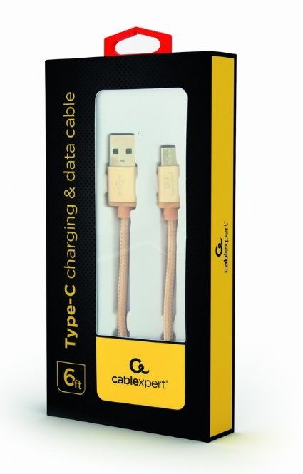 Кабель Cablexpert USB - USB Type-C V 2.0 (M/M), 1.8 м, золотистий (CCB-mUSB2B-AMCM-6-G)