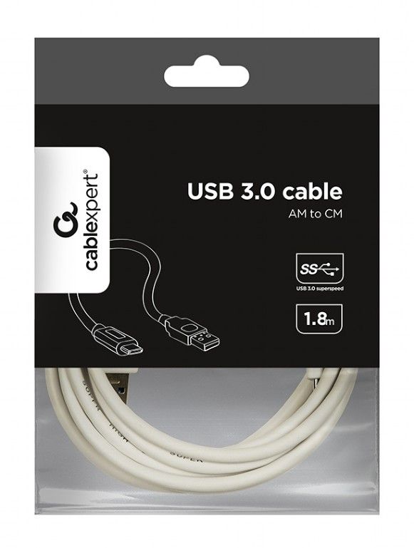 Кабель Cablexpert (CCP-USB3-AMCM-6-W) USB 3.0 Type-A - USB Type-C , 1.8 м, білий